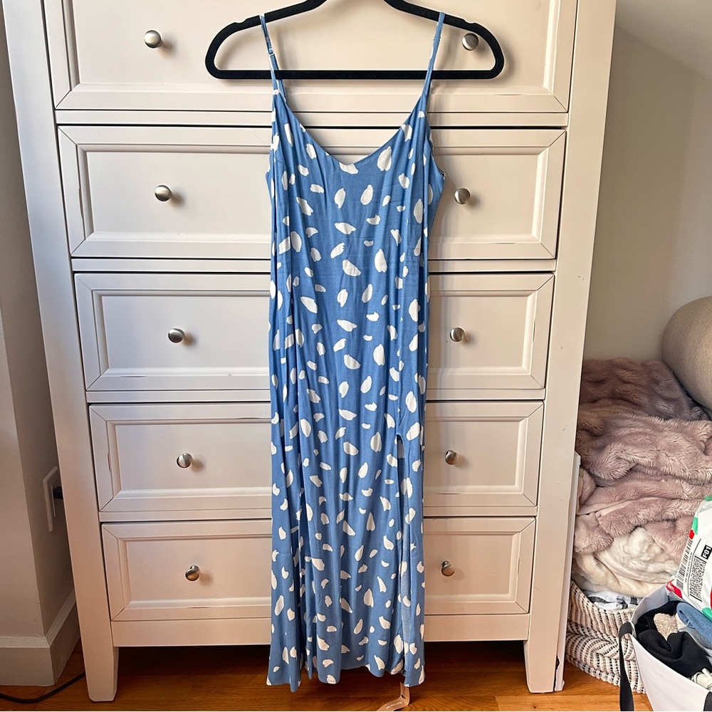 Reformation Crimini Slip Crepe Relaxed Fit Dress In Wave Blue Size 4 (NWT)